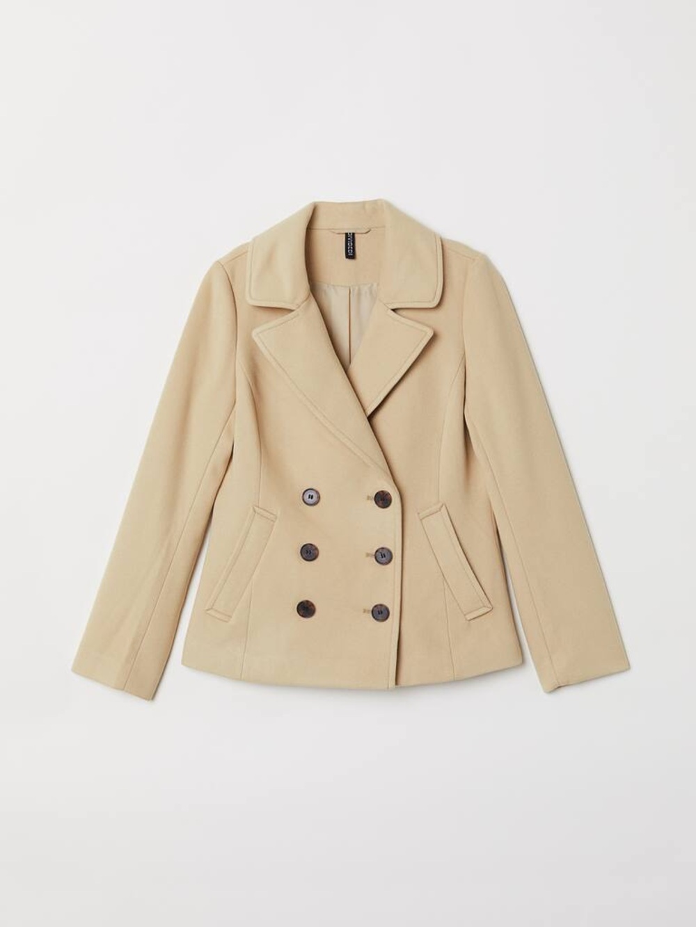 NWOT H&M Beige Double-Breasted Peacoat